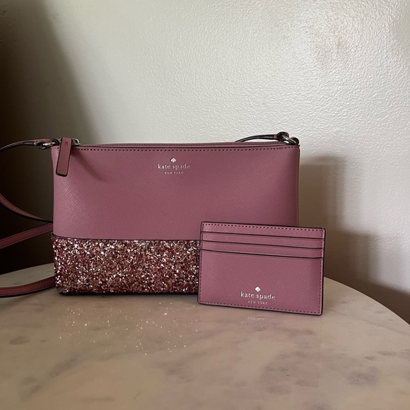 kate spade Handbags - kate spade Dusty Rose Glitter Crossbody Bag with Cardholder
